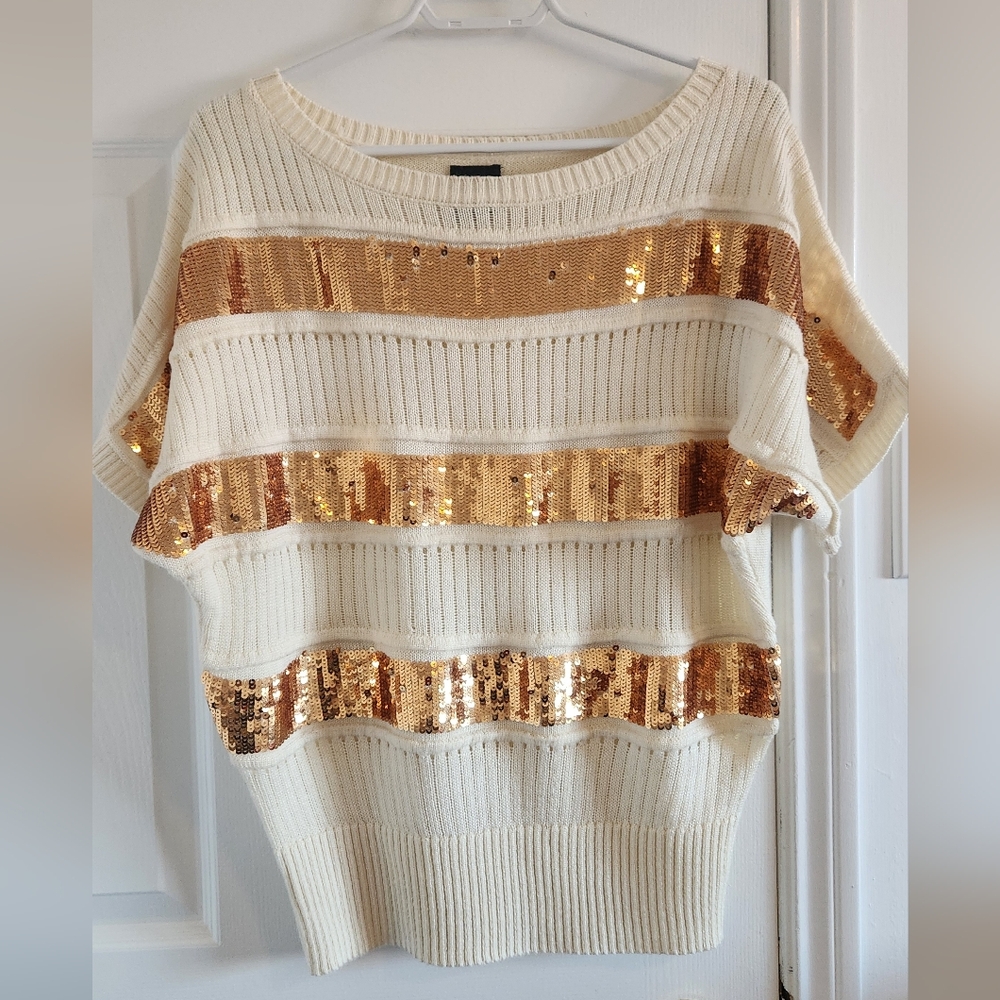 Bebe Ivory Knit with Shimmering Gold Accents